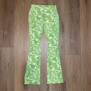 Zara Printed Green Festival Bell Bottoms